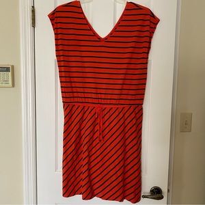 Gap Dress Orange/Dark Navy Stripes Large